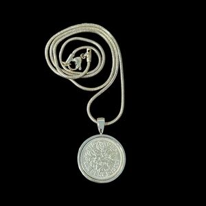 Vintage Sixpence 1955 Coin Pendant Necklace Gold
